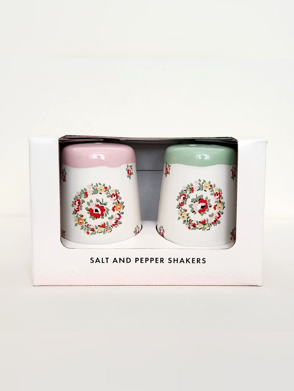 Cath Kidston Pink & Green Floral Salt & Pepper Shakers Set - New in Box